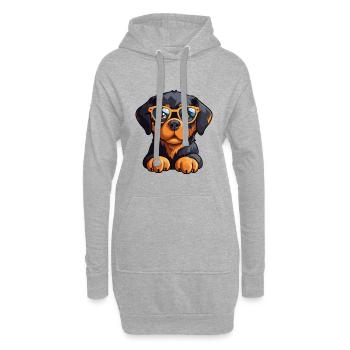 Rottweiler Hunderasse Aquarell Karikatur Kawaii Gla - Hoodie-Kleid - Grau meliert - Vorne