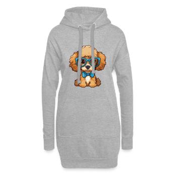 Jouet caniche chien race aquarelle dessin animé Kawaii Gla - Sweat-shirt à capuche long Femme - gris chiné - Devant