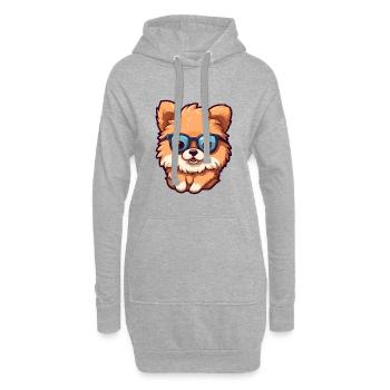Pommersche Hunderasse Aquarell Karikatur Kawaii Gla - Hoodie-Kleid - Grau meliert - Vorne