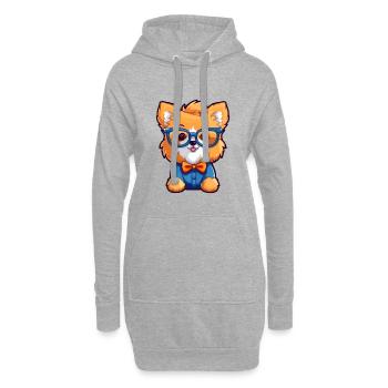 Pommersche Hunderasse Aquarell Karikatur Kawaii Gla - Hoodie-Kleid - Grau meliert - Vorne