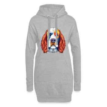 Clumber Spaniel Hund Rasse Aquarell Cartoon Kawai - Hoodie-Kleid - Grau meliert - Vorne