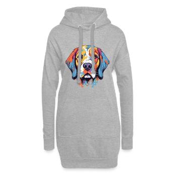 Grande race de chien des Pyrénées aquarelle dessin animé Kawaii - Sweat-shirt à capuche long Femme - gris chiné - Devant