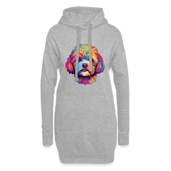 Shih Poo chien race aquarelle dessin animé Kawaii couleur - Sweat-shirt à capuche long Femme - gris chiné - Devant