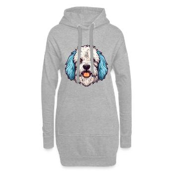 Bolognaise chien race aquarelle dessin animé kawaii Colo - Sweat-shirt à capuche long Femme - gris chiné - Devant
