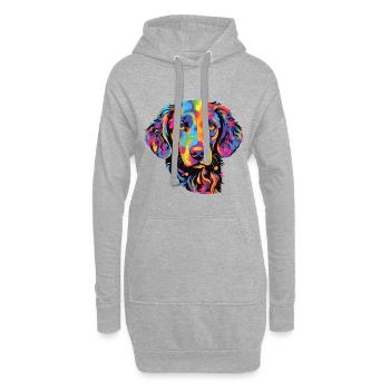 Lockig beschichteter Retriever Hund Rasse Aquarell Cartoo - Hoodie-Kleid - Grau meliert - Vorne