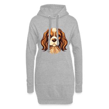Anglais Toy Spaniel Chien Race Aquarelle Dessin Animé K - Sweat-shirt à capuche long Femme - gris chiné - Devant