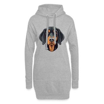 Noir et feu Coonhound chien race aquarelle Carto - Sweat-shirt à capuche long Femme - gris chiné - Devant