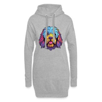 Labradoodle chien race aquarelle dessin animé Kawaii Co - Sweat-shirt à capuche long Femme - gris chiné - Devant