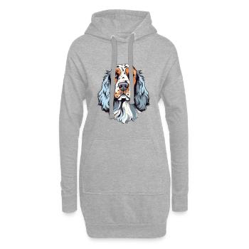 Setters anglais chien race aquarelle dessin animé Kawai - Sweat-shirt à capuche long Femme - gris chiné - Devant