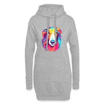 Barsoi Hund Rasse Aquarell Karikatur Kawaii Colorfu - Hoodie-Kleid - Grau meliert - Vorne