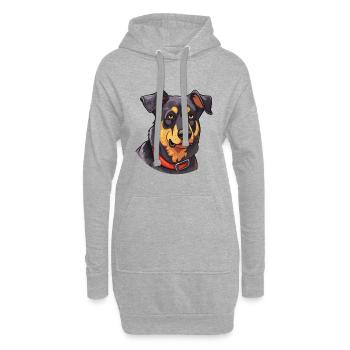 Beauceron chien race aquarelle dessin animé Kawaii Colo - Sweat-shirt à capuche long Femme - gris chiné - Devant