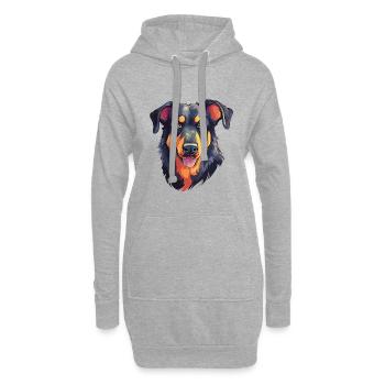 Beauceron chien race aquarelle dessin animé Kawaii Colo - Sweat-shirt à capuche long Femme - gris chiné - Devant