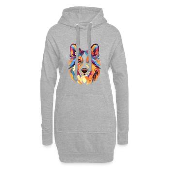 Icelandic Sheepdog Dog Breed Watercolor Cartoon Ka - Hoodie Dress - heather grey - Front