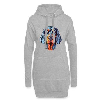 Bluetick Coonhound chien race aquarelle dessin animé Ka - Sweat-shirt à capuche long Femme - gris chiné - Devant