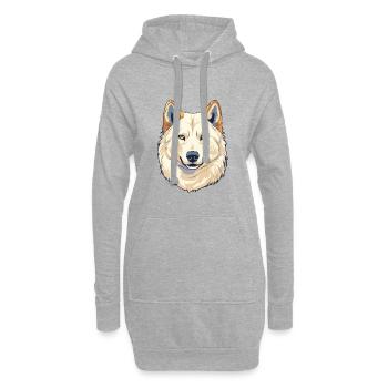 Jindo Dog Breed Watercolor Cartoon Kawaii Colorful - Hoodie Dress - heather grey - Front