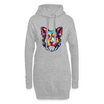 Austrailian Shepard Hunderasse Aquarell Karikatur K - Hoodie-Kleid - Grau meliert - Vorne