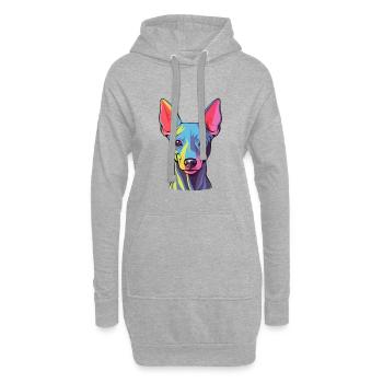 American Hairless Terrier Hunderasse Aquarell Auto - Hoodie-Kleid - Grau meliert - Vorne