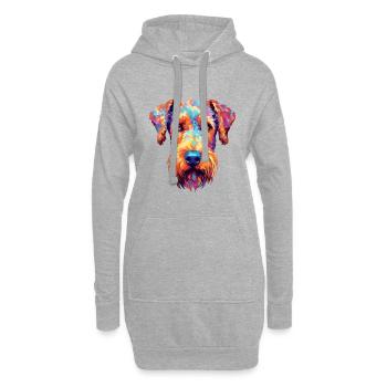Airedale Terrier Hunderasse Aquarell Karikatur Kawa - Hoodie-Kleid - Grau meliert - Vorne