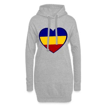 Amour roumain - Sweat-shirt à capuche long Femme - gris chiné - Devant