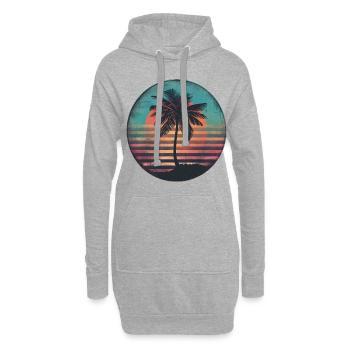 Sunset Palms Silhouette Rétro Années 80 Vintage2 - Sweat-shirt à capuche long Femme - gris chiné - Devant