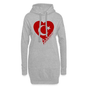 Cœur Saignant Dinde - Sweat-shirt à capuche long Femme - gris chiné - Devant