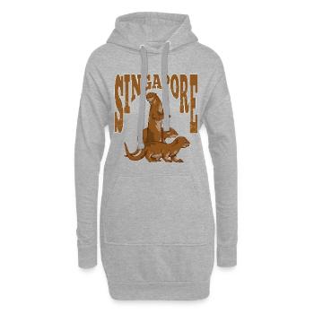 Sea Otters Singapour - Sweat-shirt à capuche long Femme - gris chiné - Devant