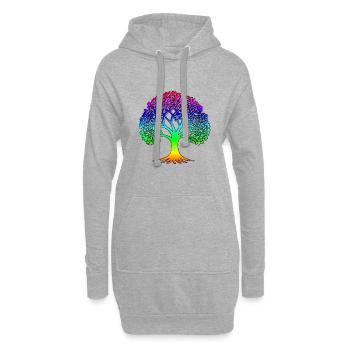 Tree with rainbow pattern and black border - Hoodie Dress - heather grey - Front