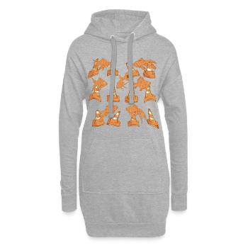 Orange Road Hütchen und Fischmuster - Hoodie-Kleid - Grau meliert - Vorne