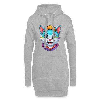 Bambino Katze Rasse Cartoon Kawaii Tier Haustier - Hoodie-Kleid - Grau meliert - Vorne