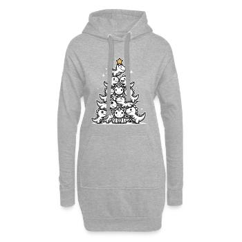 Dino Weihnachtsbaum Dinosaurier Weihnachten - Hoodie-Kleid - Grau meliert - Vorne