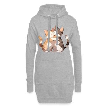 Chats, Amour, Câlin, Câlin, Coeur, Mignon, Mignon - Sweat-shirt à capuche long Femme - gris chiné - Devant