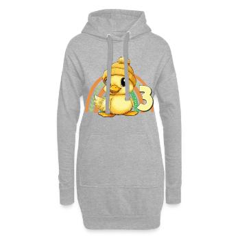 3. Geburtstag Ente Regenbogen Süß Niedlich - Hoodie-Kleid - Grau meliert - Vorne