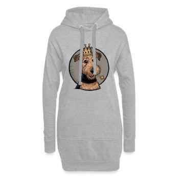 Airedale Terrier - Hoodie-Kleid - Grau meliert - Vorne