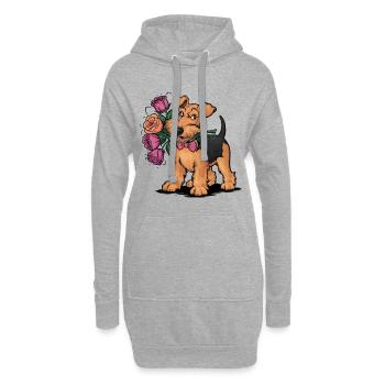 Airedale Terrier - Hoodie-Kleid - Grau meliert - Vorne