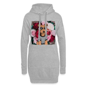 Airedale Terrier - Hoodie-Kleid - Grau meliert - Vorne