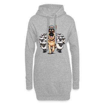 Berger allemand avec des petits moutons - Sweat-shirt à capuche long Femme - gris chiné - Devant