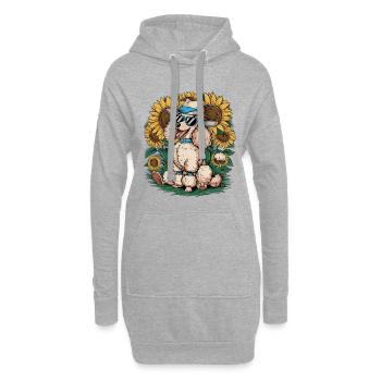 Caniche français aux tournesols doux - Sweat-shirt à capuche long Femme - gris chiné - Devant
