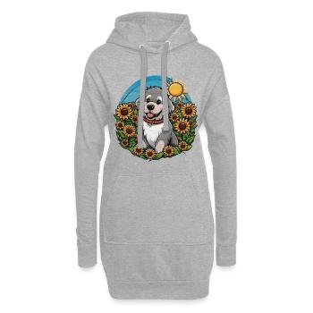 Süßer Neufundländer mit sonnigen Sonnenblumen. - Hoodie-Kleid - Grau meliert - Vorne