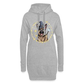Le berger allemand est un magicien avec une baguette magique - Sweat-shirt à capuche long Femme - gris chiné - Devant