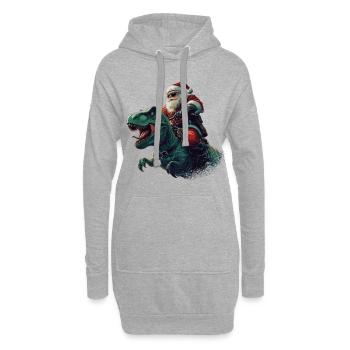 Weihnachtsmann Dinosaurier Motorrad - Hoodie-Kleid - Grau meliert - Vorne