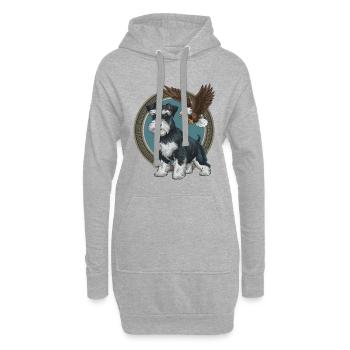 Zwergschnauzer mit majestätischem Weißkopfseeadler - Hoodie-Kleid - Grau meliert - Vorne