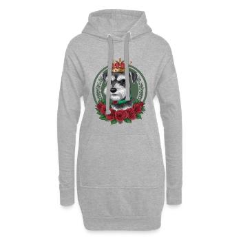 Königlicher Zwergschnauzer mit Krone Cartoon Stil - Hoodie-Kleid - Grau meliert - Vorne