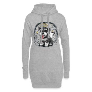 Zwergschnauzer als Engel - Hoodie-Kleid - Grau meliert - Vorne