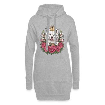 Spitz Samoyède doux aux roses et aux lys - Sweat-shirt à capuche long Femme - gris chiné - Devant