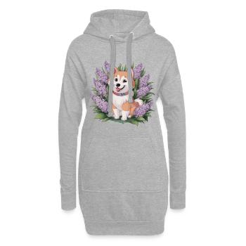 Spitz Samoyède doux avec un beau lilas - Sweat-shirt à capuche long Femme - gris chiné - Devant