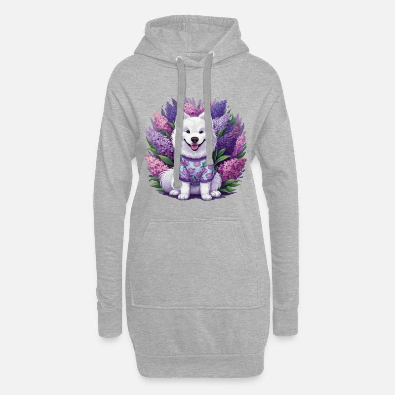 Süßer Samojede Spitz mit wunderschönem Flieder - Hoodie-Kleid - Grau meliert