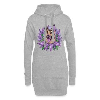 Cute German Shepherd with Lilac - Hoodie Dress - heather grey - Front
