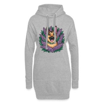Cute German Shepherd with Lilac - Hoodie Dress - heather grey - Front