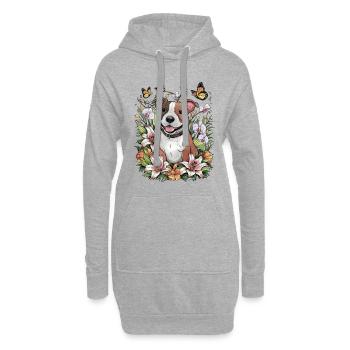 Staffordshire Bull Terrier avec des papillons - Sweat-shirt à capuche long Femme - gris chiné - Devant
