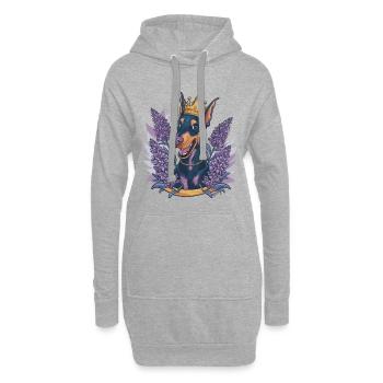 Doberman Pinscher avec couronne, lys et tulipes - Sweat-shirt à capuche long Femme - gris chiné - Devant